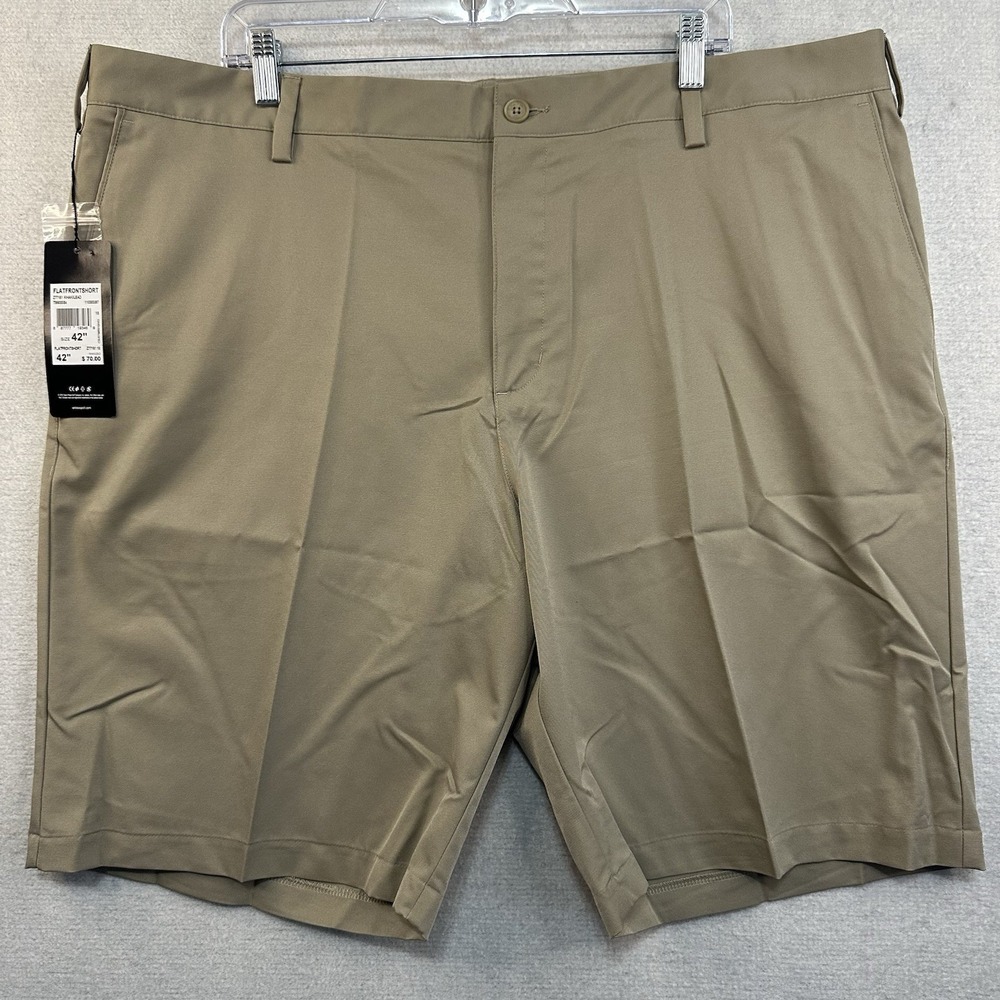 Adidas Golf Flat Front Shorts Men's 42 Khaki Performance Outdoors Classic
